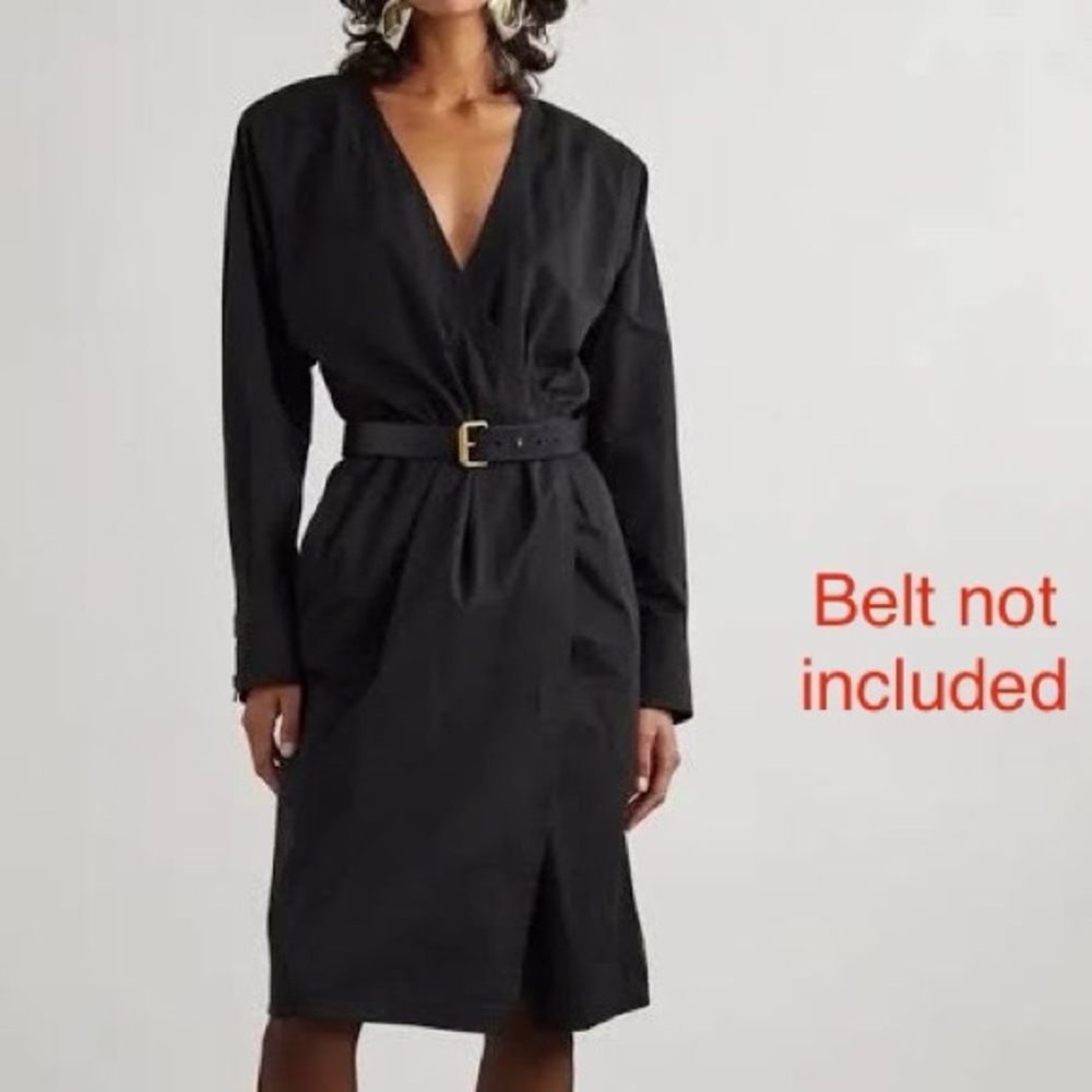 Saint Laurent Wrap Effect Mini Dress Black Cotton Twill Long Sleeve US 6 NWT - Picture 16 of 16